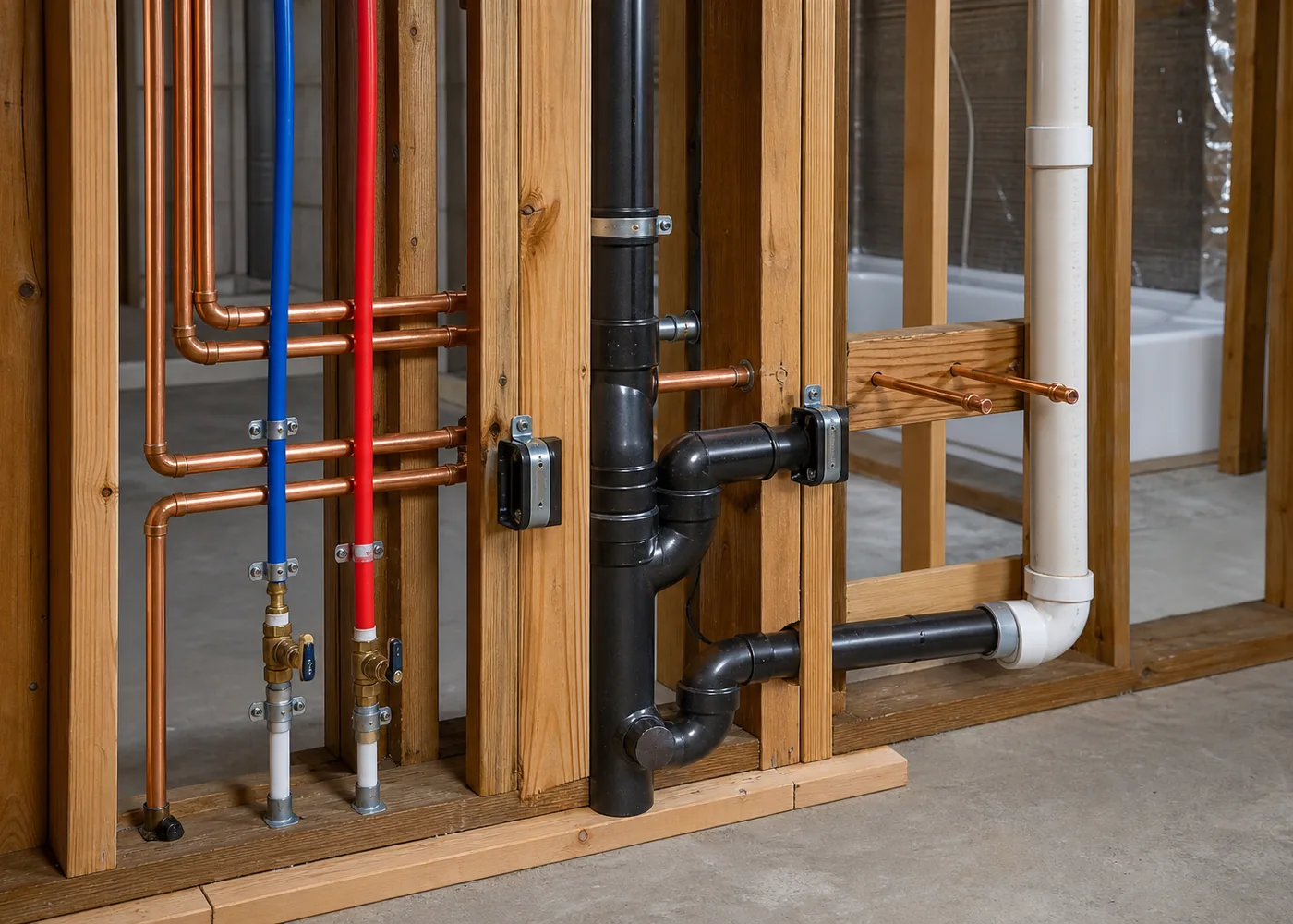Careful plumbing craftsmanship detail